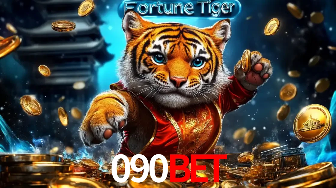 Imagem promocional do jogo de slot Fortune Tiger, com um tigre majestoso em traje tradicional cercado por uma fortuna em moedas de ouro, disponível agora no cassino 090BET.